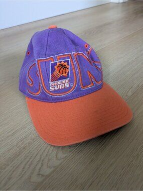 Vintage 90s Starter Phoenix Suns Hat Cap NBA Korea Script Logo Purple Orange S/M